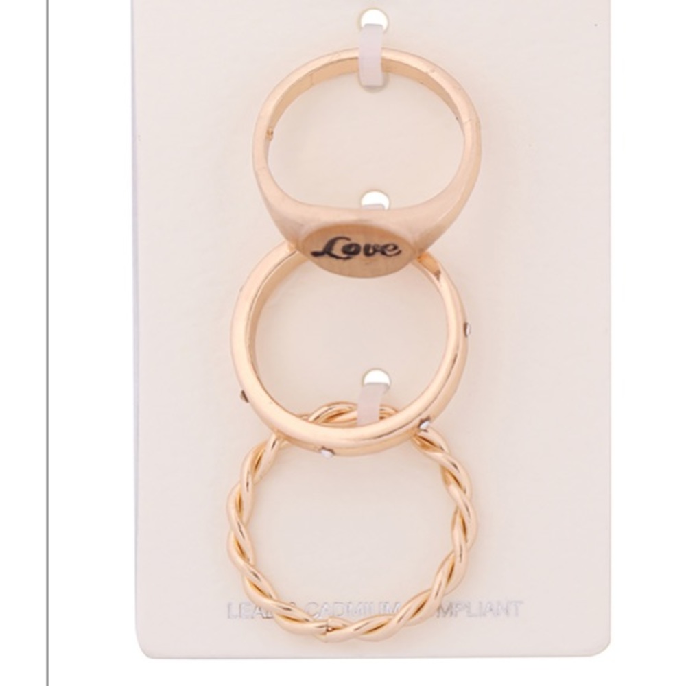 Set of 3 gold rings LOVE, New! So cute - Picture 6 of 12